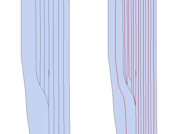 Input and Result if the create separate centerline for each polygon option / Create Centerlines Single is used.